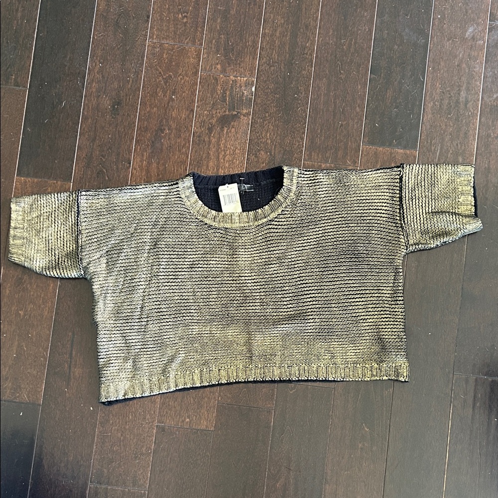 New nwt Guess Los Angeles oversized gold metallic S M L xl cropped Sweater